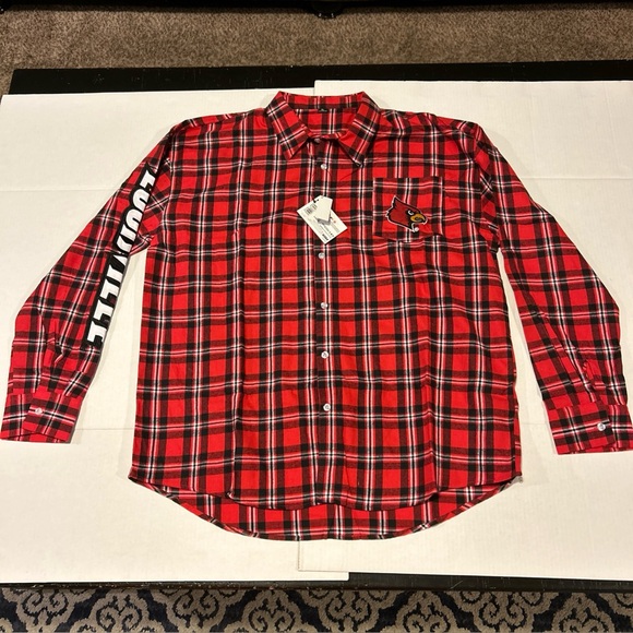 Foco Other - FOCO Mens Size XL Louisville Cardinals Flannel Plaid Long Sleeve Button Up Shirt